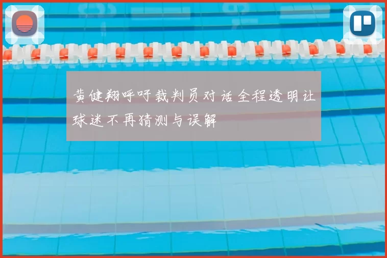 黄健翔呼吁裁判员对话全程透明让球迷不再猜测与误解